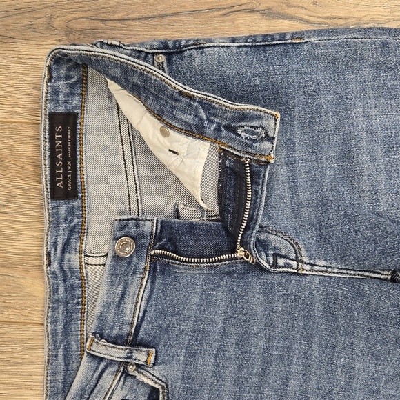 All Saints light wash Grace skinny ankle fray cropped denim jeans, sz 26 - Picture 5 of 10